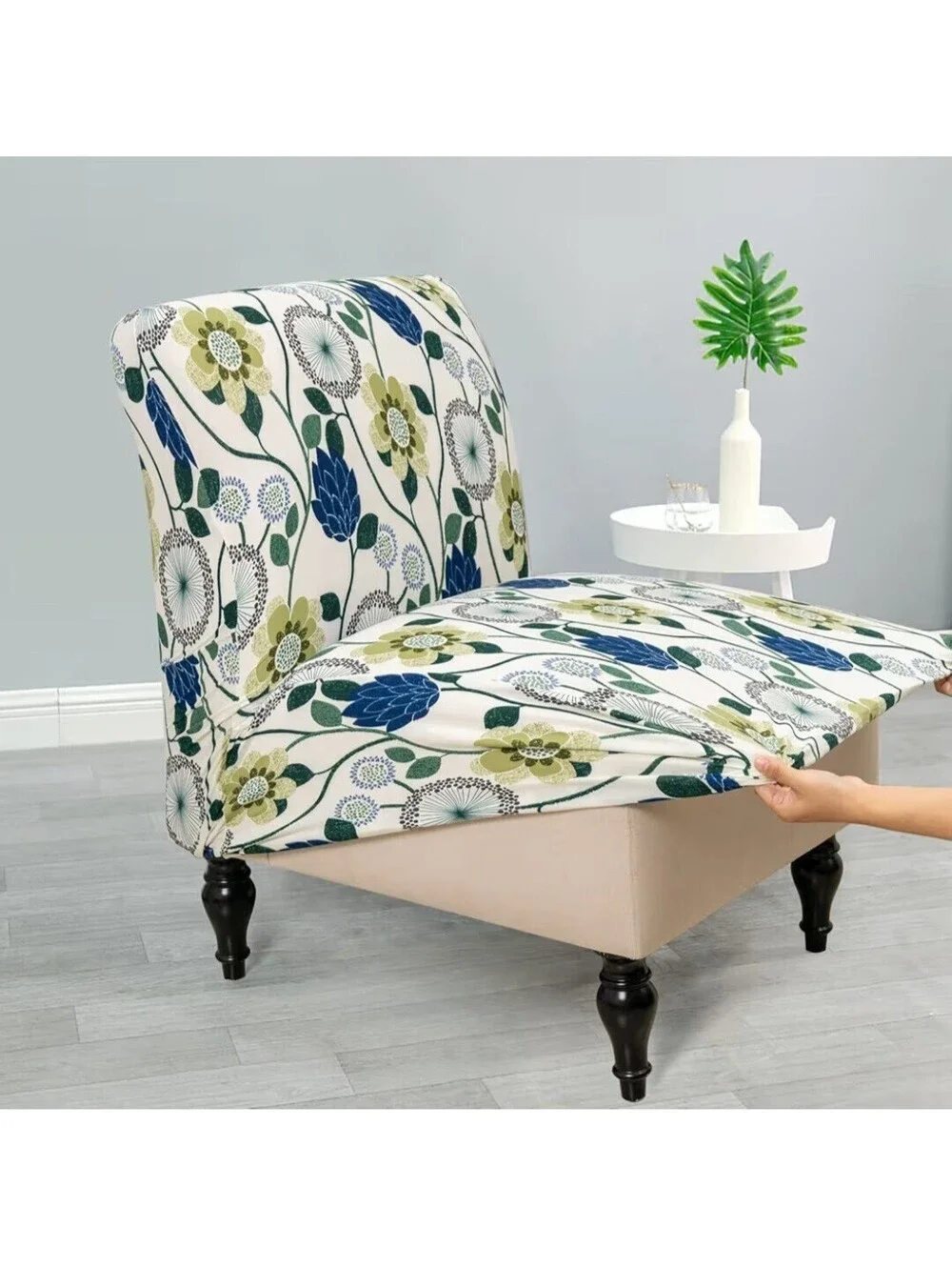 SET of 2 SLIPCOVERS- For Armless Accent Slipper Chairs